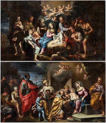 a) The Nativity; b) Adoration of ... 